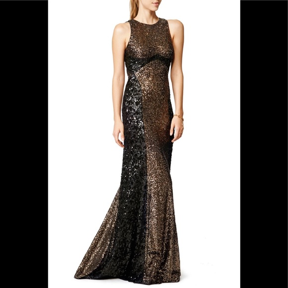 badgley mischka black sequin dress